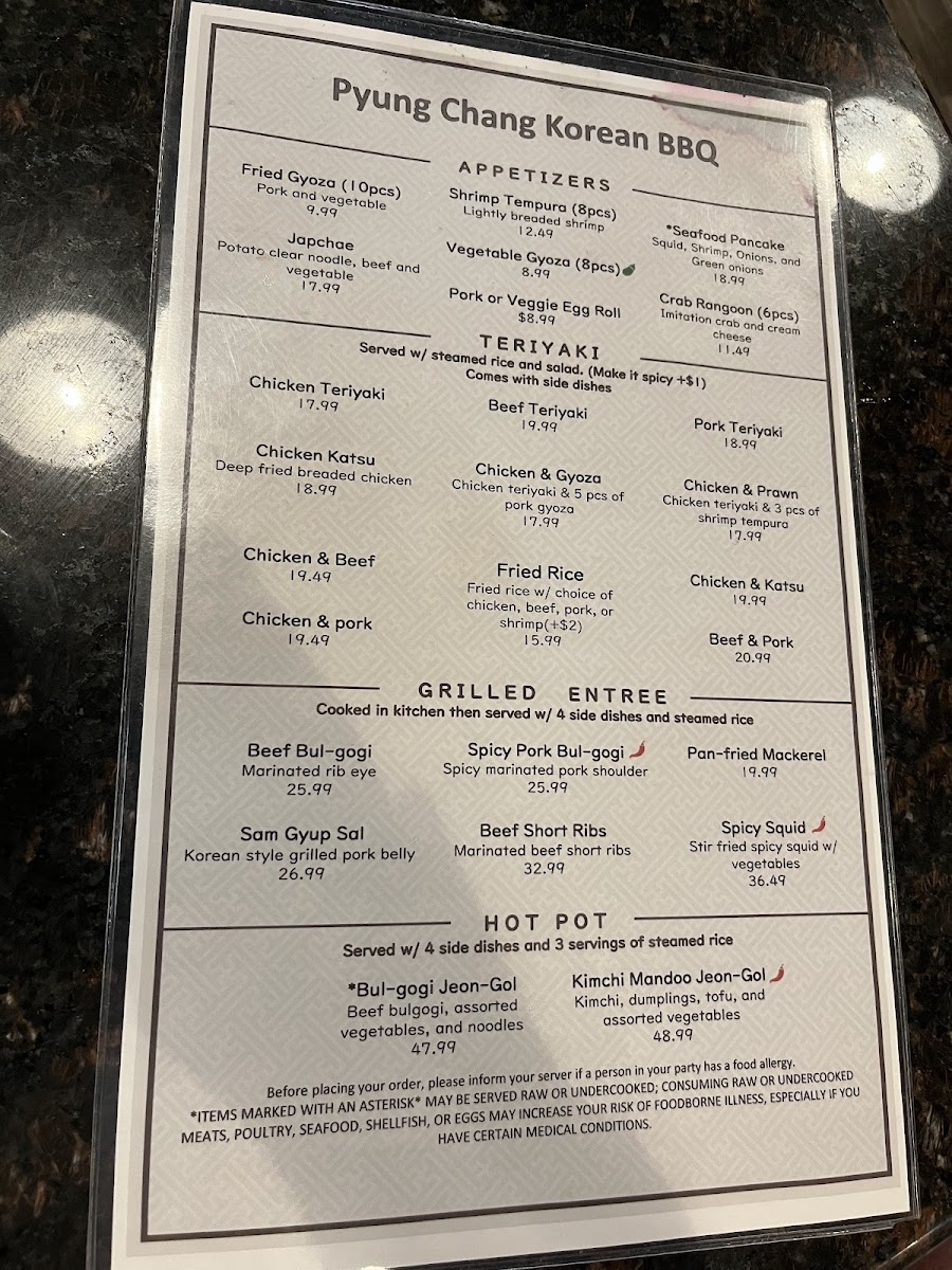 Menu Pyung Chang Korean Bbq-3
