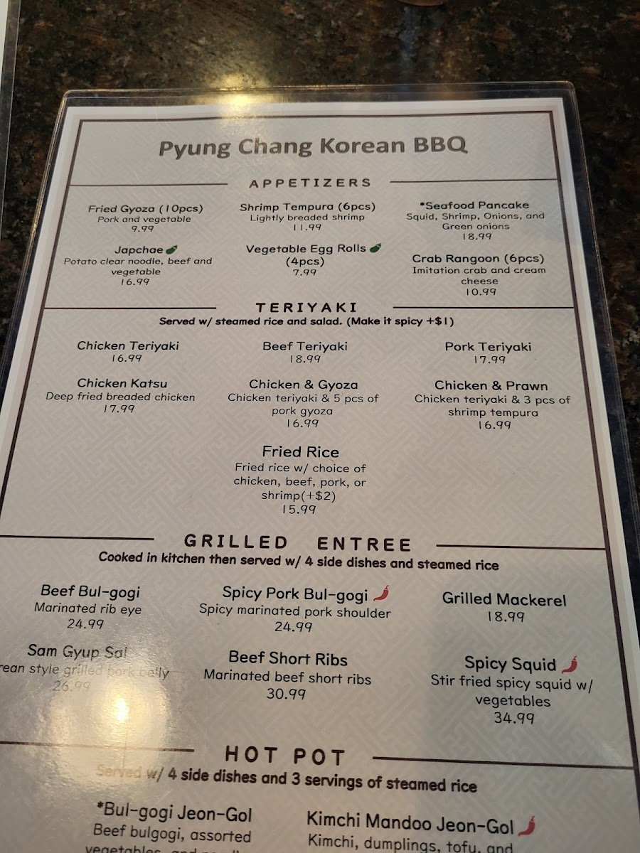 Menu Pyung Chang Korean Bbq-7